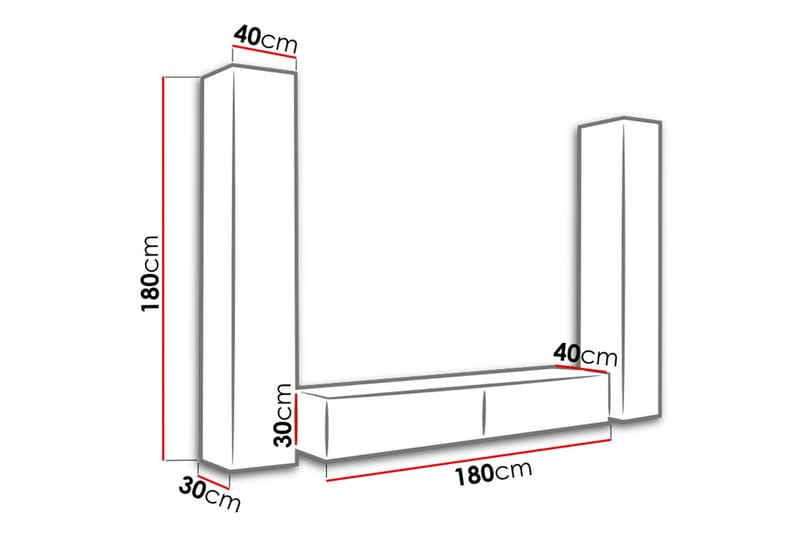 Vigo TV-møbelsett 260x40x180 cm - Møbler - Mediamøbel & tv møbel - TV-møbelsett