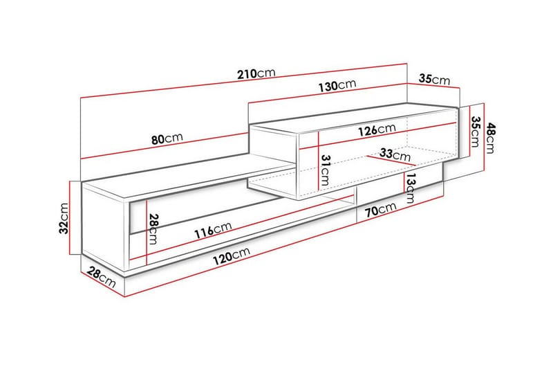 Carbost TV-skap 210 cm - Hvid - Møbler - Mediamøbel & tv møbel - TV-skap