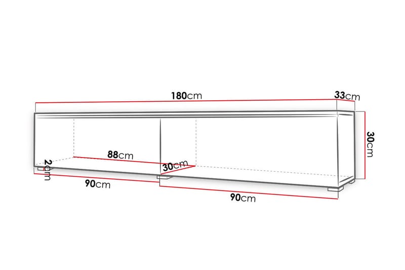 Cuguen TV-benk 180x32x30 cm - Hvit - Møbler - Mediamøbel & tv møbel - TV-benk & mediabenk