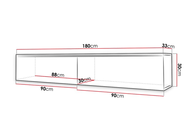 Cuguen TV-benk 180x32x30 cm - Hvit - Møbler - Mediamøbel & tv møbel - TV-benk & mediabenk