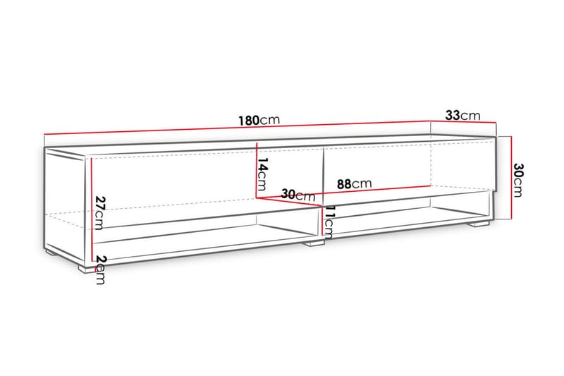 Cuguen Tv-skap 180 cm RGB LED - Natur - Møbler - Mediamøbel & tv møbel - TV-skap