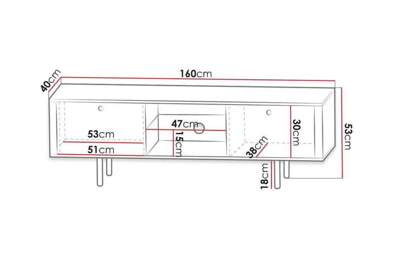 Glenndale TV-skåp 160 cm - Svart - Møbler - Mediamøbel & tv møbel - TV-skap