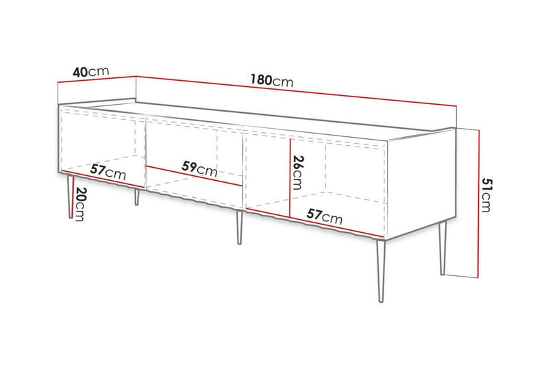 Glenndale TV-skåp 180 cm - Svart - Møbler - Mediamøbel & tv møbel - TV-skap