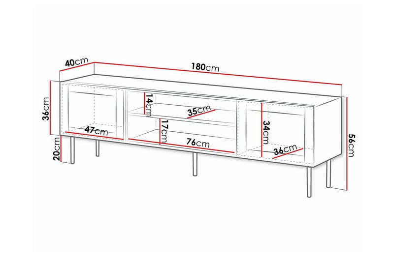 Juniskär TV-benk 180 cm - Svart - Møbler - Mediamøbel & tv møbel - TV-skap