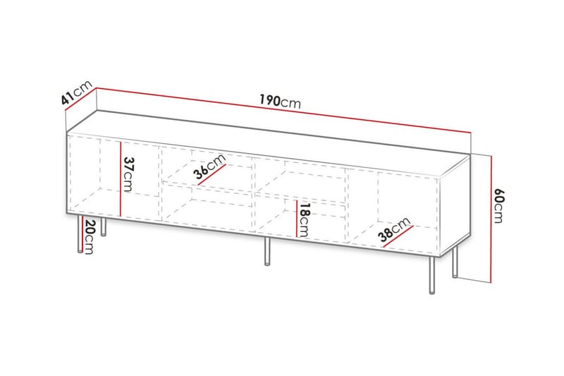 Juniskär TV-benk 190 cm - Svart - Møbler - Mediamøbel & tv møbel - TV-skap