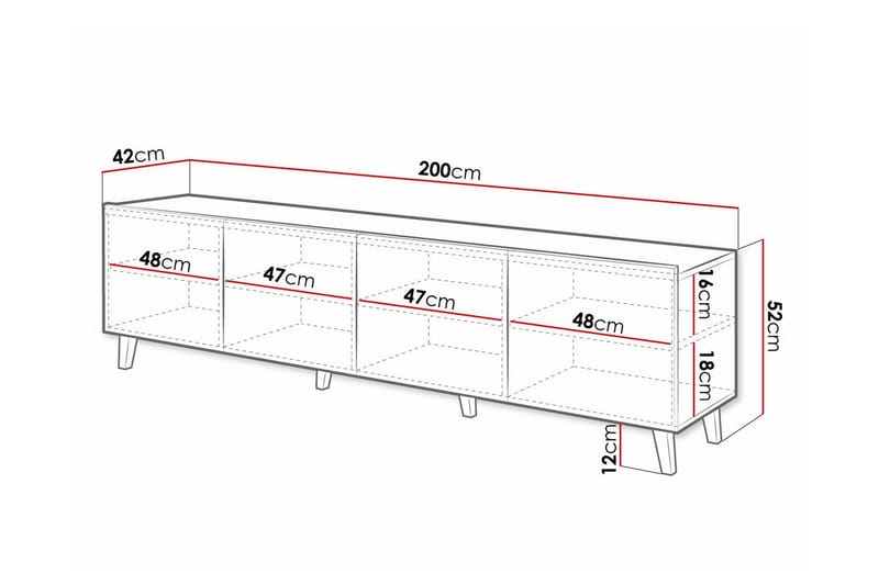 Juniskär TV-benk 200 cm - Hvid - Møbler - Mediamøbel & tv møbel - TV-skap