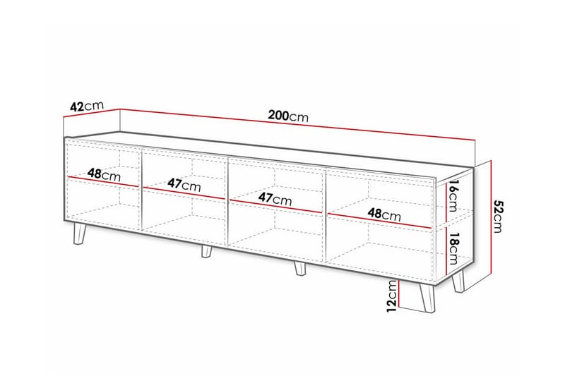 Juniskär TV-benk 200 cm - Hvid - Møbler - Mediamøbel & tv møbel - TV-skap