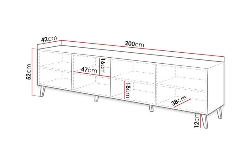 Juniskär TV-benk 200 cm - Svart - Møbler - Mediamøbel & tv møbel - TV-skap