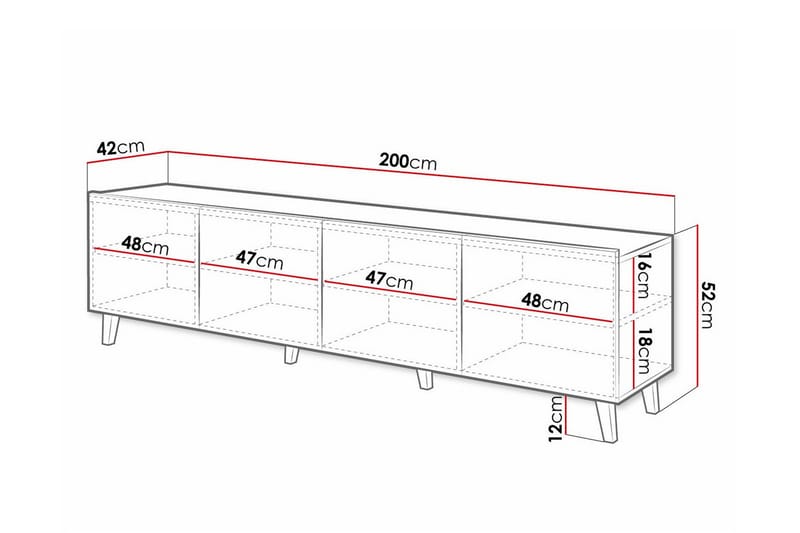 Juniskär TV-benk 200 cm - Svart - Møbler - Mediamøbel & tv møbel - TV-skap