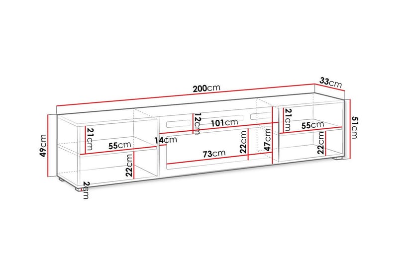 Juniskär TV-benk 200 cm - Svart - Møbler - Mediamøbel & tv møbel - TV-skap