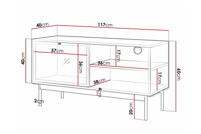 Kintore TV-skap 117 cm - Svart - Møbler - Mediamøbel & tv møbel - TV-skap