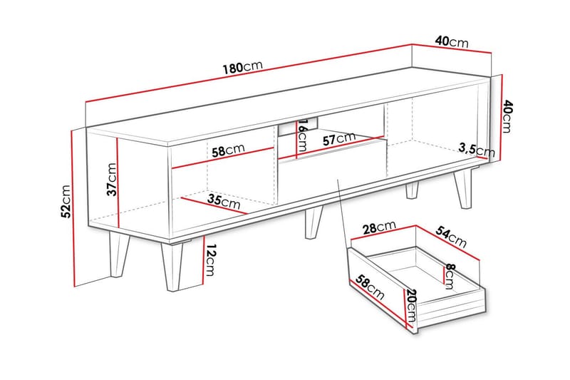 Kintore TV-skap 180 cm - Brun - Møbler - Mediamøbel & tv møbel - TV-skap