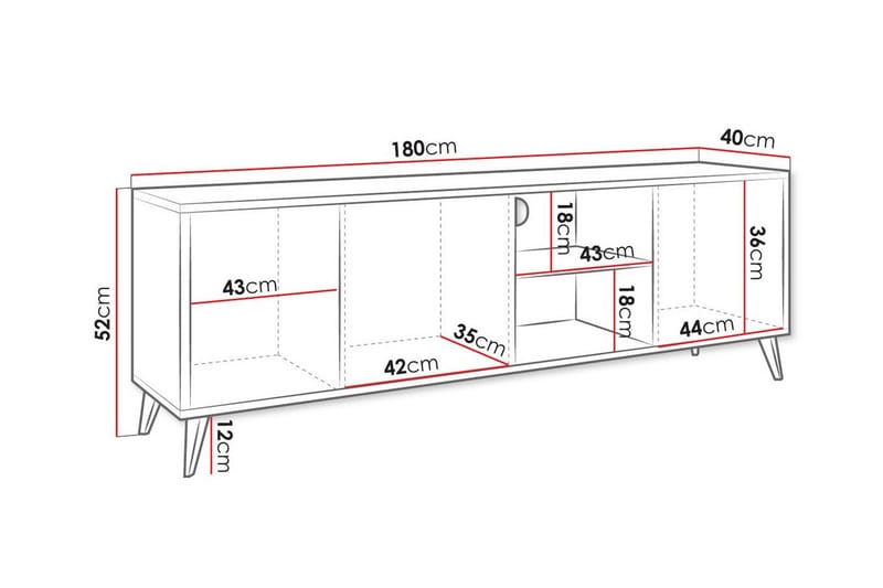 Kintore TV-skap 180 cm - Svart - Møbler - Mediamøbel & tv møbel - TV-skap