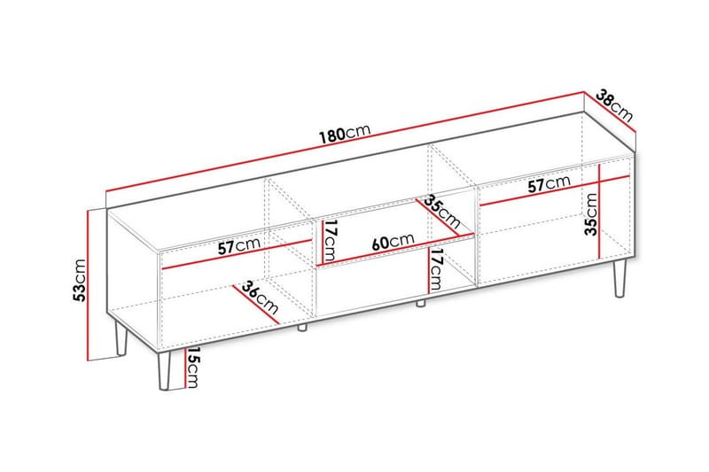 Kintore TV-skap 180 cm - Svart - Møbler - Mediamøbel & tv møbel - TV-skap