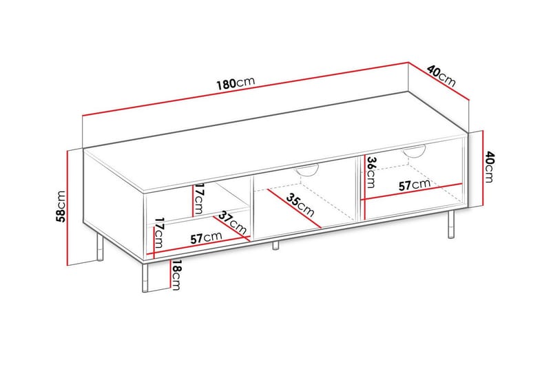 Kintore TV-skap 180 cm - Svart - Møbler - Mediamøbel & tv møbel - TV-skap