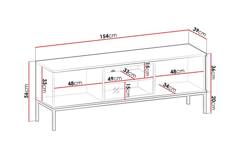 Klinkerville TV-skap – display med belysning – Tre – D39xB56xH154 cm - Svart - Møbler - Mediamøbel & tv møbel - TV-skap