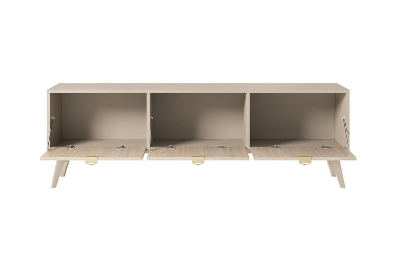 Klinkerville TV-skap – Med oppbevaring x 3 – Lys tre – D28xH32xH158 cm - Beige - Møbler - Mediamøbel & tv møbel - TV-skap