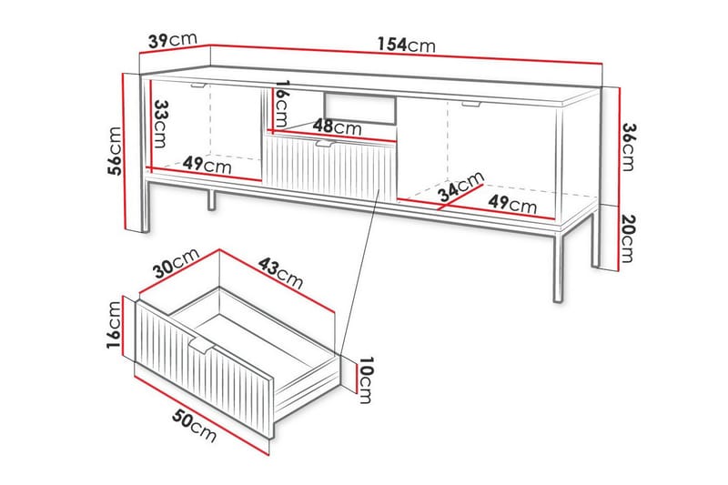 Klinkerville TV-skap 154 cm - Hvid - Møbler - Mediamøbel & tv møbel - TV-skap