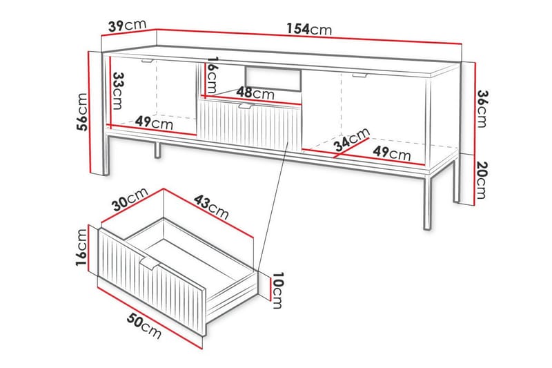 Klinkerville TV-skap 154 cm - Hvid - Møbler - Mediamøbel & tv møbel - TV-skap