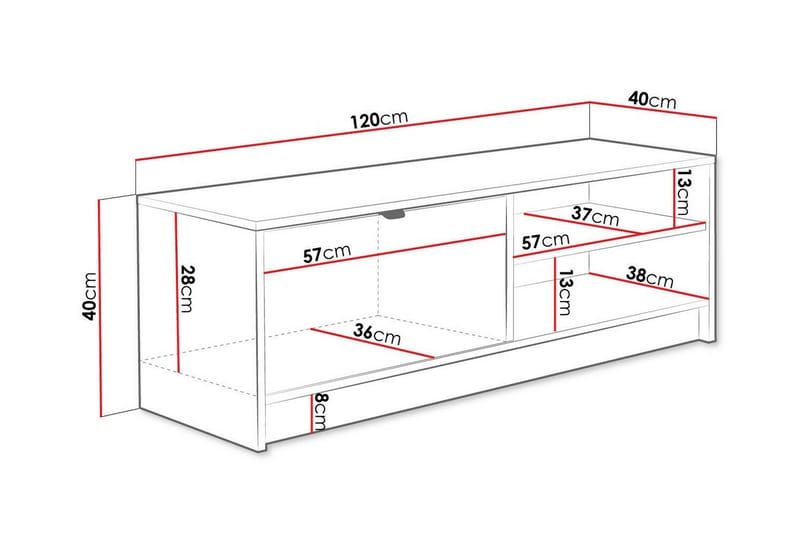 Novaj TV-skap 120 cm - Hvid - Møbler - Mediamøbel & tv møbel - TV-skap