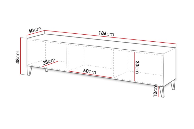 Novaj Tv-skap 155 cm - Hvit - Møbler - Mediamøbel & tv møbel - TV-skap