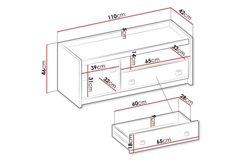 Rathmore TV-skap 110 cm - Grå - Møbler - Mediamøbel & tv møbel - TV-skap