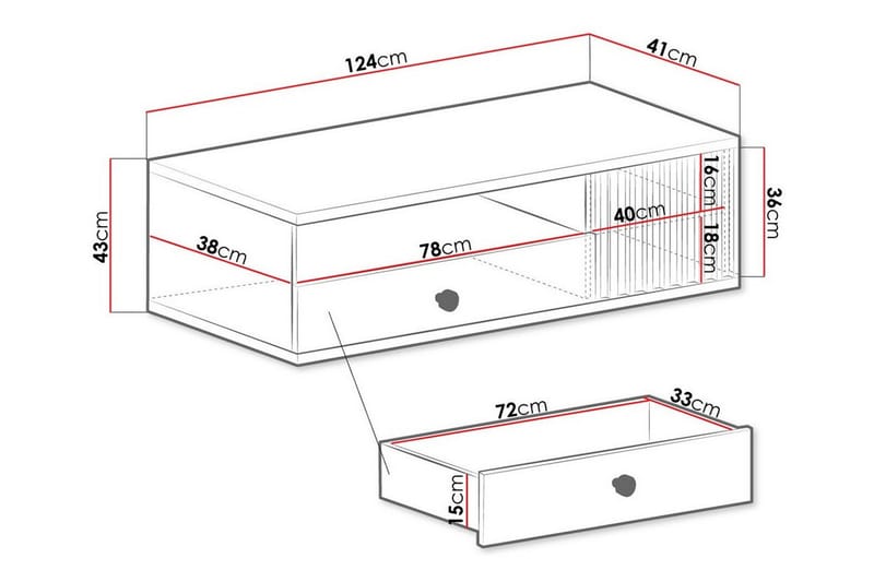 Rosehall TV-benk 124 cm - Svart - Møbler - Mediamøbel & tv møbel - TV-skap