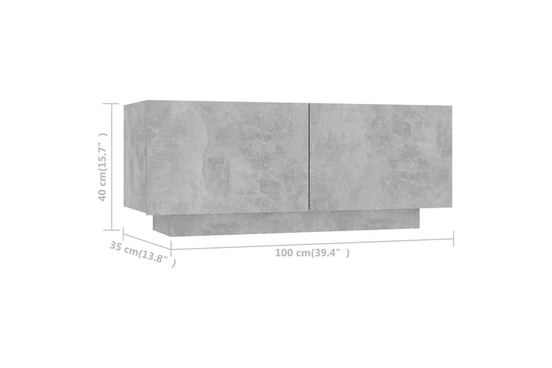 TV-benk betonggrå 100x35x40 cm sponplate - Grå - Møbler - Mediamøbel & tv møbel - TV-skap