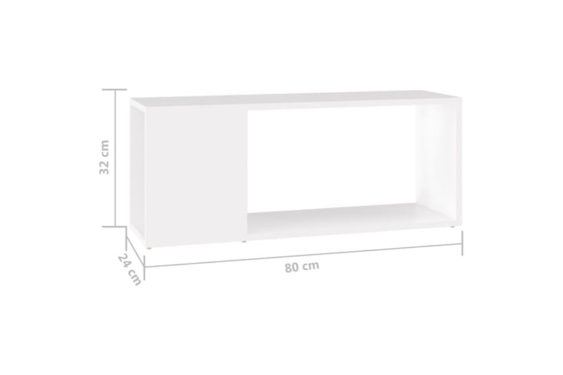 TV-benk hvit 80x24x32 cm sponplate - Hvit - Møbler - Mediamøbel & tv møbel - TV-skap