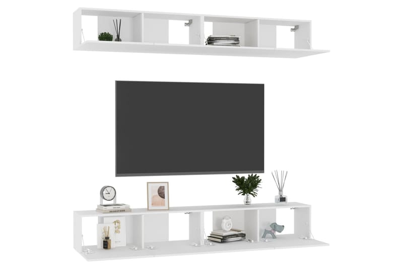 TV-benker 4 stk hvit 100x30x30 cm sponplate - Hvit - Møbler - Mediamøbel & tv møbel - TV-skap