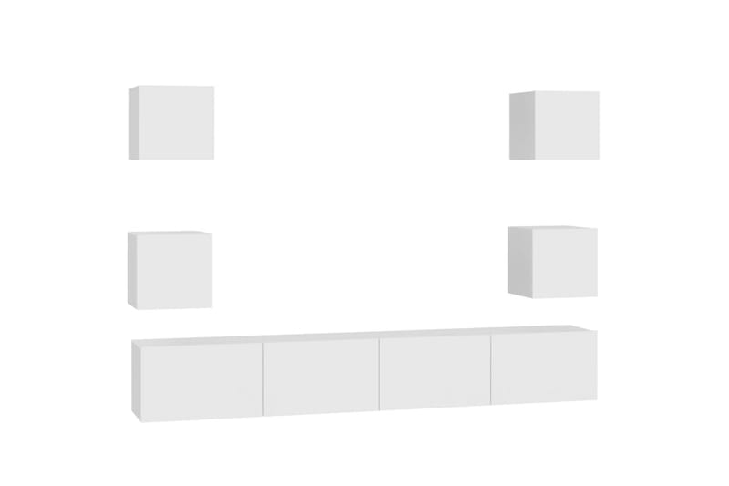 TV-benksett 6 deler hvit sponplate - Hvit - Møbler - Mediamøbel & tv møbel - TV-skap