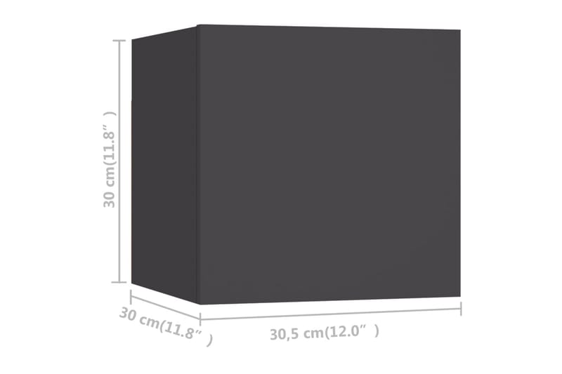 Vegghengte TV-benker 8 stk grå 30,5x30x30 cm - Grå - Møbler - Mediamøbel & tv møbel - TV-skap