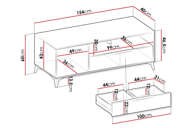 Vemdalen TV-benk 154 cm - Sand beige - Møbler - Mediamøbel & tv møbel - TV-benk & mediabenk