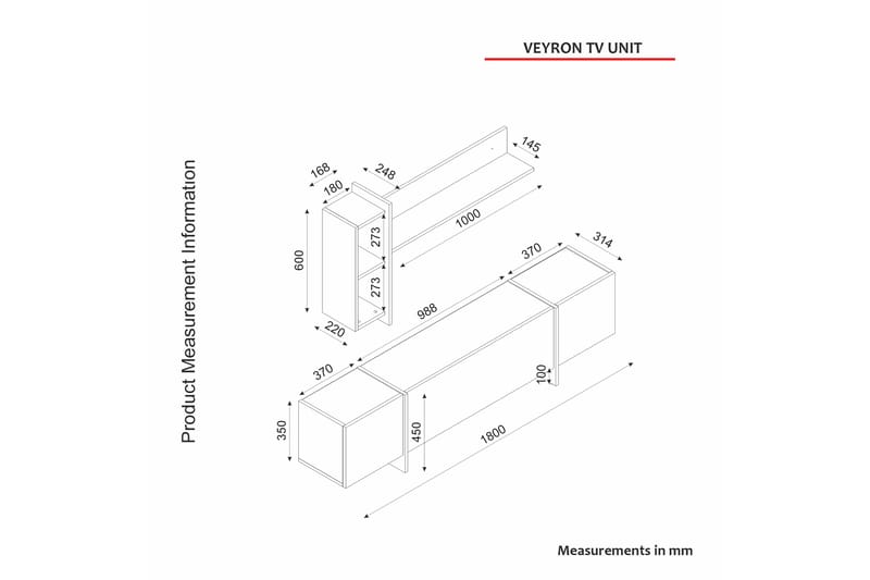 Veyron TV-benk 180 cm - Beige/Sandstein - Møbler - Mediamøbel & tv møbel - TV-benk & mediabenk