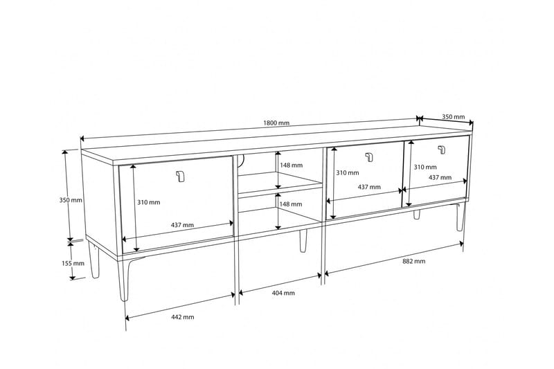 Vision Tv-benk 180 cm - Eik - Møbler - Mediamøbel & tv møbel - TV-benk & mediabenk