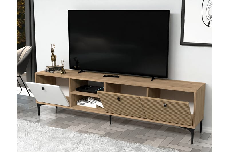 Vision Tv-benk 180 cm - Hvit/Eik - Møbler - Mediamøbel & tv møbel - TV-benk & mediabenk