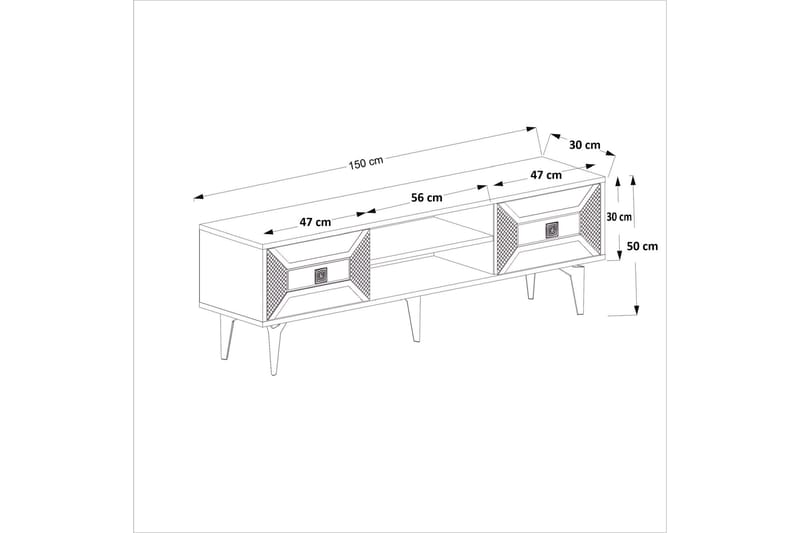 Yumedi TV-benk 150 cm - Antrasitt/Gull - Møbler - Mediamøbel & tv møbel - TV-benk & mediabenk