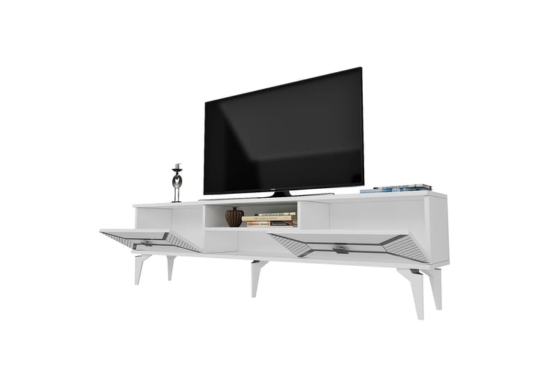 Yumedi TV-benk 150 cm - Hvit/Sølv - Møbler - Mediamøbel & tv møbel - TV-benk & mediabenk