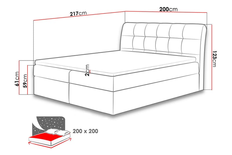 Alvik Sengpakke Kontinentalseng 200x200 cm - Hvit - Møbler - Senger - Komplett sengepakke