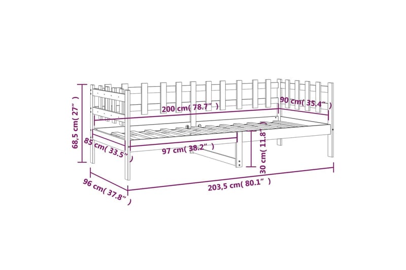 beBasic Dagseng 90x200 cm heltre furu - Brun - Møbler - Senger - Sengeramme & sengestamme