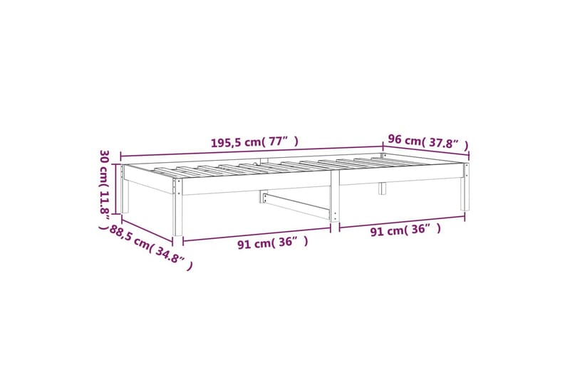 beBasic Dagseng grå 90x190 cm 3FT Single heltre furu - GrÃ¥ - Møbler - Senger - Sengeramme & sengestamme