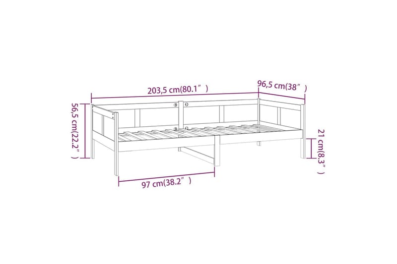 beBasic Dagseng grå heltre furu 90x200 cm - GrÃ¥ - Møbler - Senger - Sengeramme & sengestamme