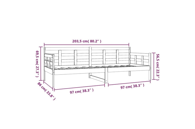 beBasic Dagseng heltre furu 80x200 cm - Brun - Sengeramme & sengestamme