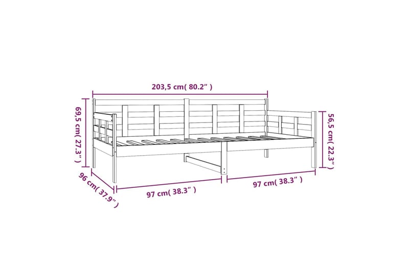 beBasic Dagseng heltre furu 90x200 cm - Brun - Møbler - Senger - Sengeramme & sengestamme