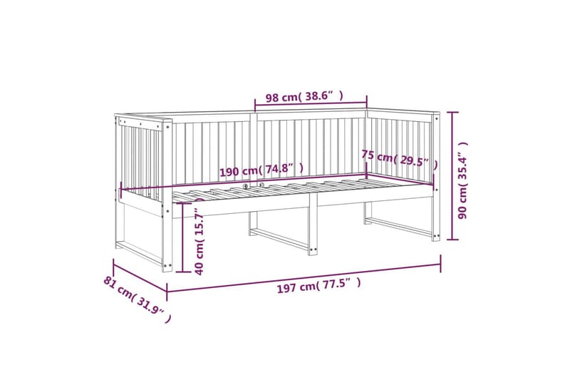 beBasic Dagseng honningbrun 75x190 cm heltre furu - Brun - Sengeramme & sengestamme