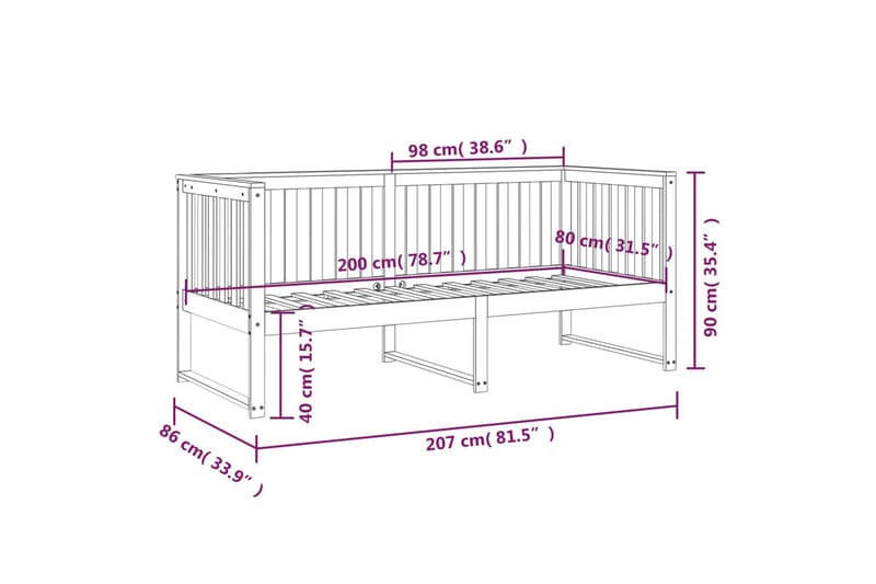 beBasic Dagseng honningbrun 80x200 cm heltre furu - Brun - Sengeramme & sengestamme