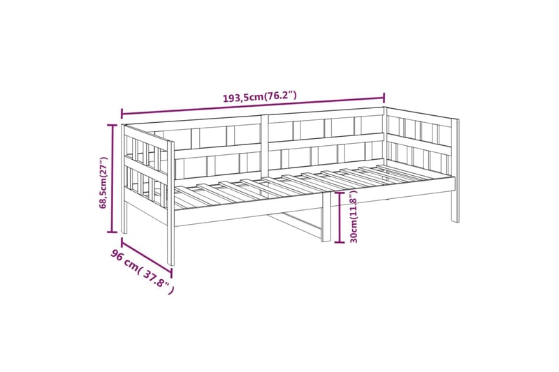 beBasic Dagseng honningbrun heltre furu 90x190 cm - Brun - Sengeramme & sengestamme