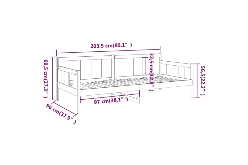 beBasic Dagseng honningbrun heltre furu 90x200 cm - Brun - Sengeramme & sengestamme