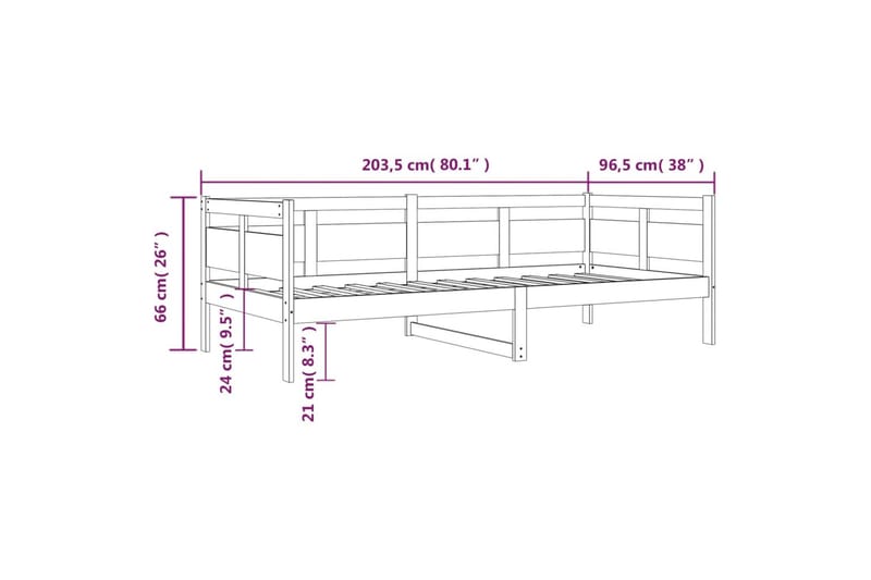 beBasic Dagseng honningbrun heltre furu 90x200 cm - Brun - Sengeramme & sengestamme