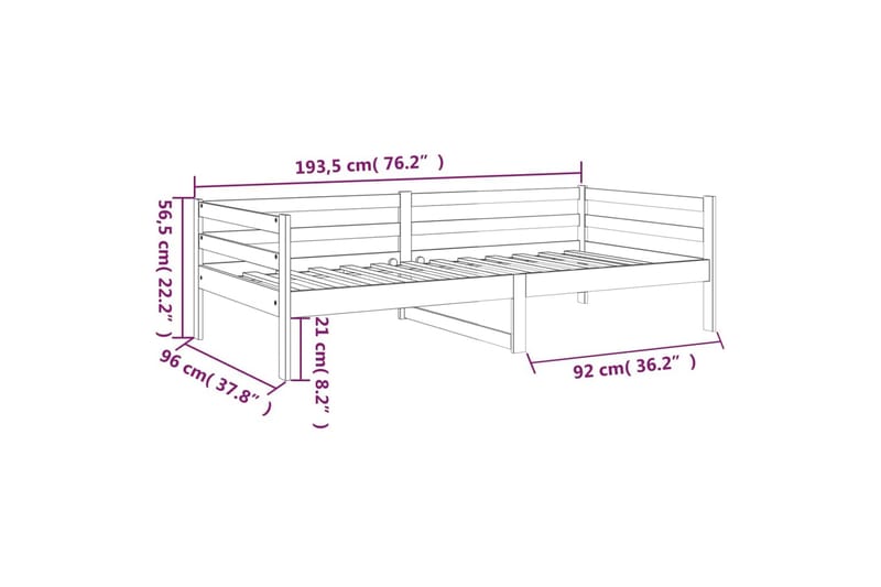 beBasic Dagseng svart 90x190 cm heltre furu - Svart - Møbler - Senger - Sengeramme & sengestamme